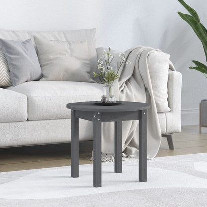 Tavolino da Salotto Grigio Ã˜ 45x40 cm in Legno Massello di Pino