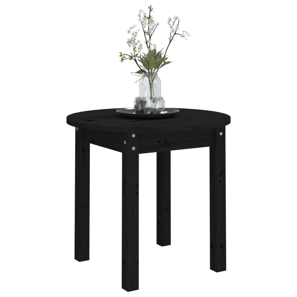 Tavolino da Salotto Nero Ã˜ 45x40 cm in Legno Massello di Pino