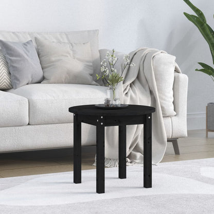 Tavolino da Salotto Nero Ã˜ 45x40 cm in Legno Massello di Pino