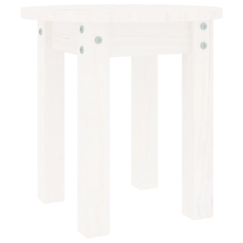 Tavolino da Salotto Bianco Ã˜ 35x35 cm in Legno Massello di Pino