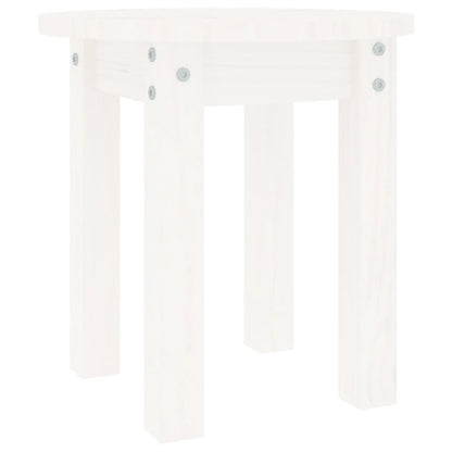 Tavolino da Salotto Bianco Ã˜ 35x35 cm in Legno Massello di Pino