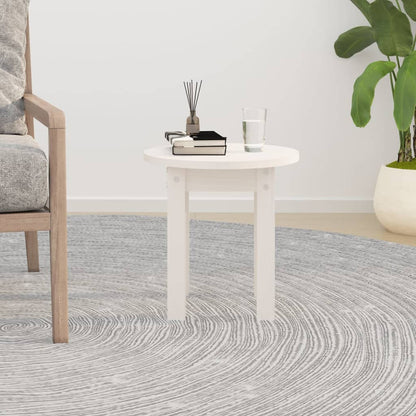 Tavolino da Salotto Bianco Ã˜ 35x35 cm in Legno Massello di Pino