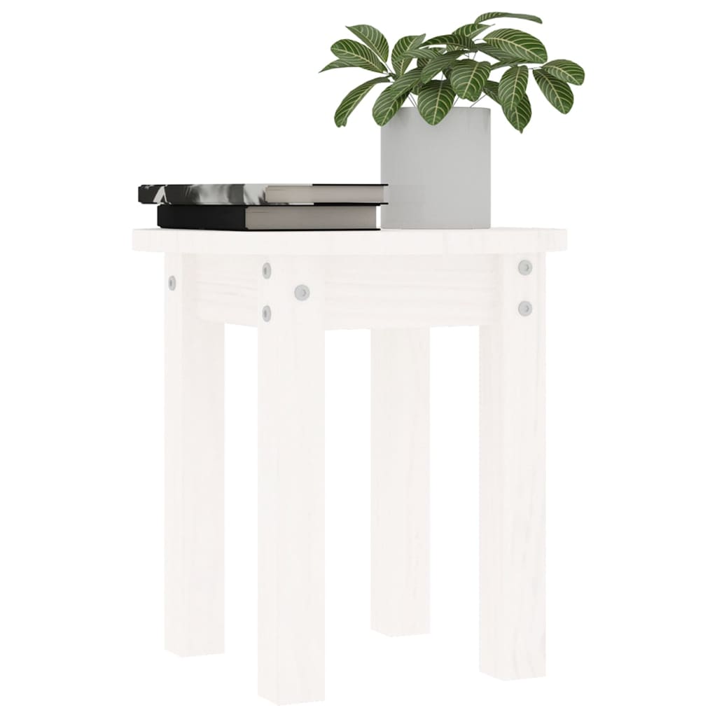 Tavolino da Salotto Bianco Ã˜ 35x35 cm in Legno Massello di Pino