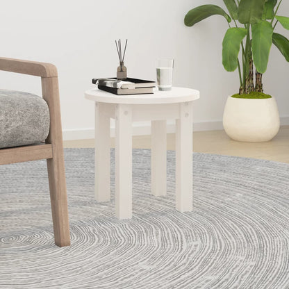 Tavolino da Salotto Bianco Ã˜ 35x35 cm in Legno Massello di Pino