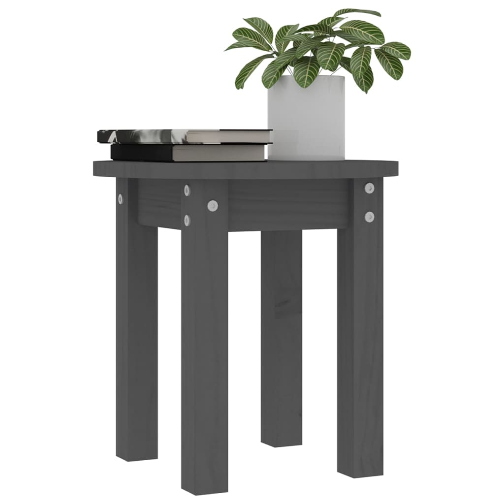 Tavolino da Salotto Grigio Ã˜ 35x35 cm in Legno Massello di Pino