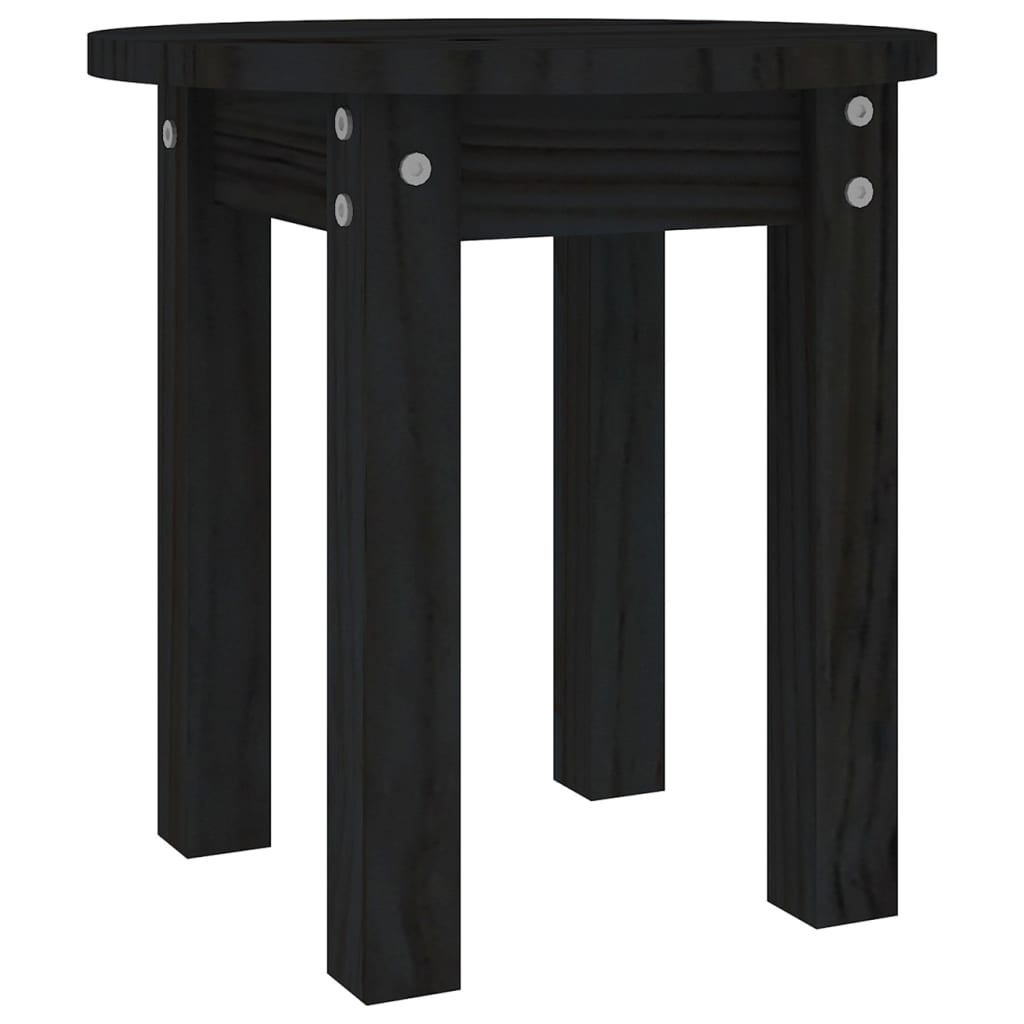 Tavolino da Salotto Nero Ã˜ 35x35 cm in Legno Massello di Pino