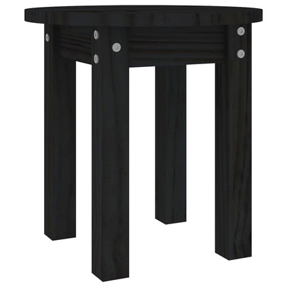 Tavolino da Salotto Nero Ã˜ 35x35 cm in Legno Massello di Pino