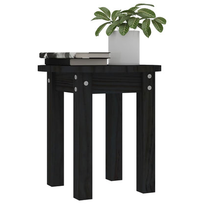 Tavolino da Salotto Nero Ã˜ 35x35 cm in Legno Massello di Pino
