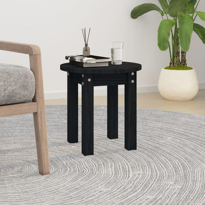 Tavolino da Salotto Nero Ã˜ 35x35 cm in Legno Massello di Pino