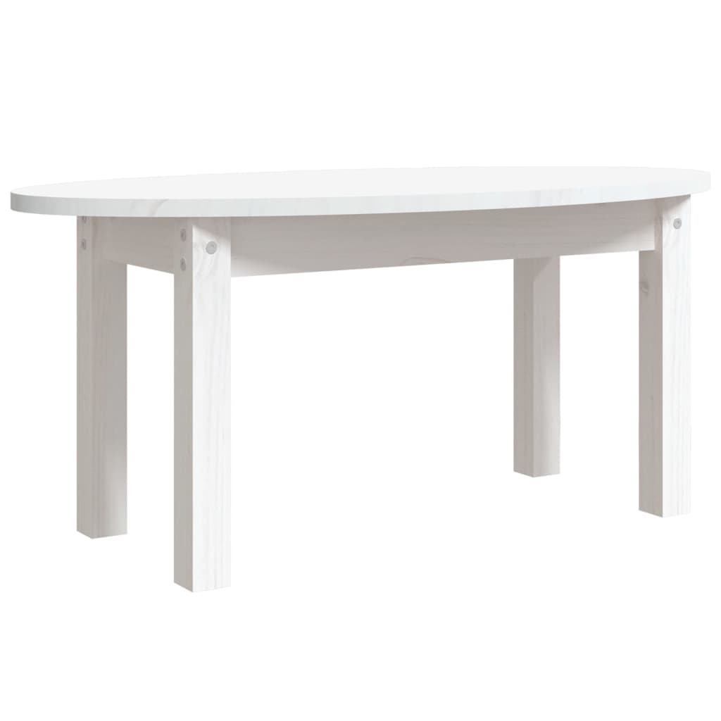 Tavolino da Salotto Bianco 80x40x35 cm Legno Massello di Pino