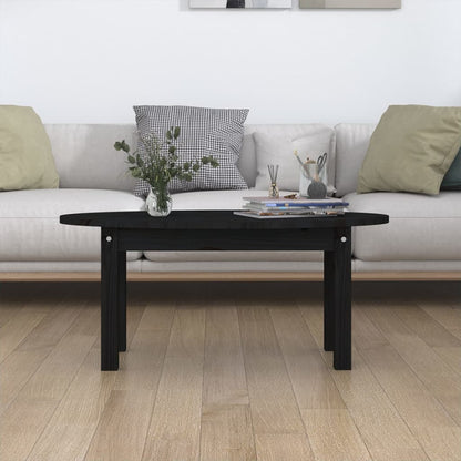 Tavolino da Salotto Nero 80x40x35 cm in Legno Massello di Pino