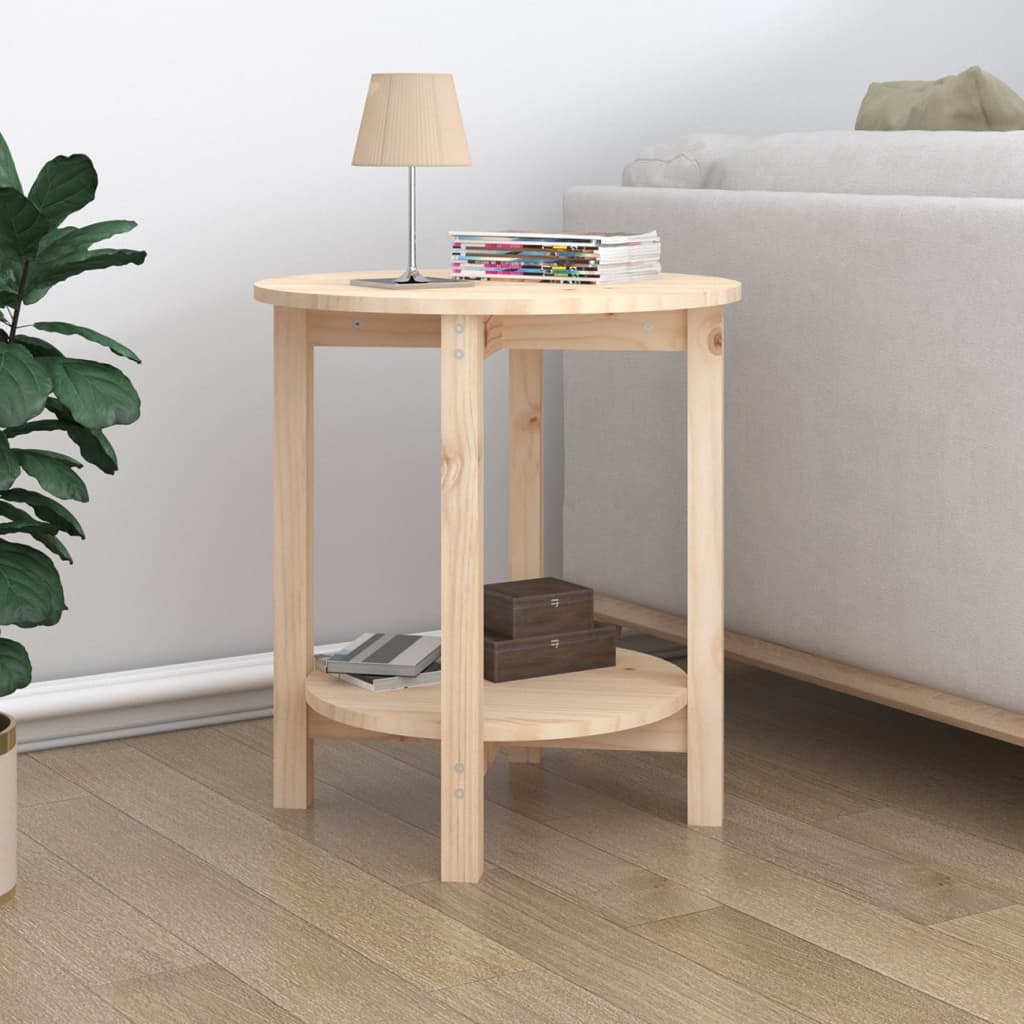Tavolino da Salotto Ø 55x60 cm in Legno Massello di Pino