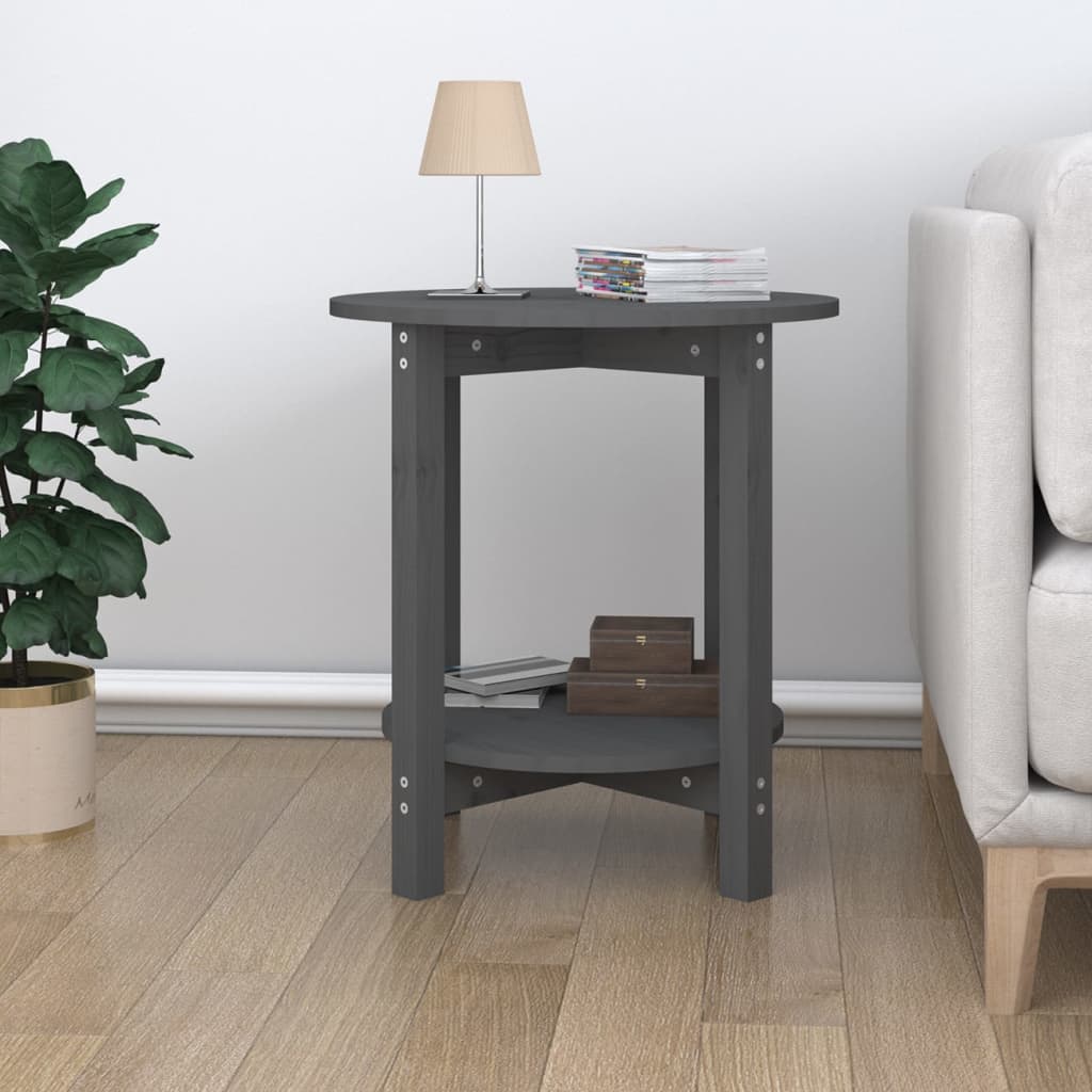 Tavolino da Salotto Grigio Ã˜ 55x60 cm in Legno Massello di Pino