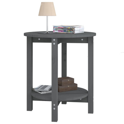 Tavolino da Salotto Grigio Ã˜ 55x60 cm in Legno Massello di Pino