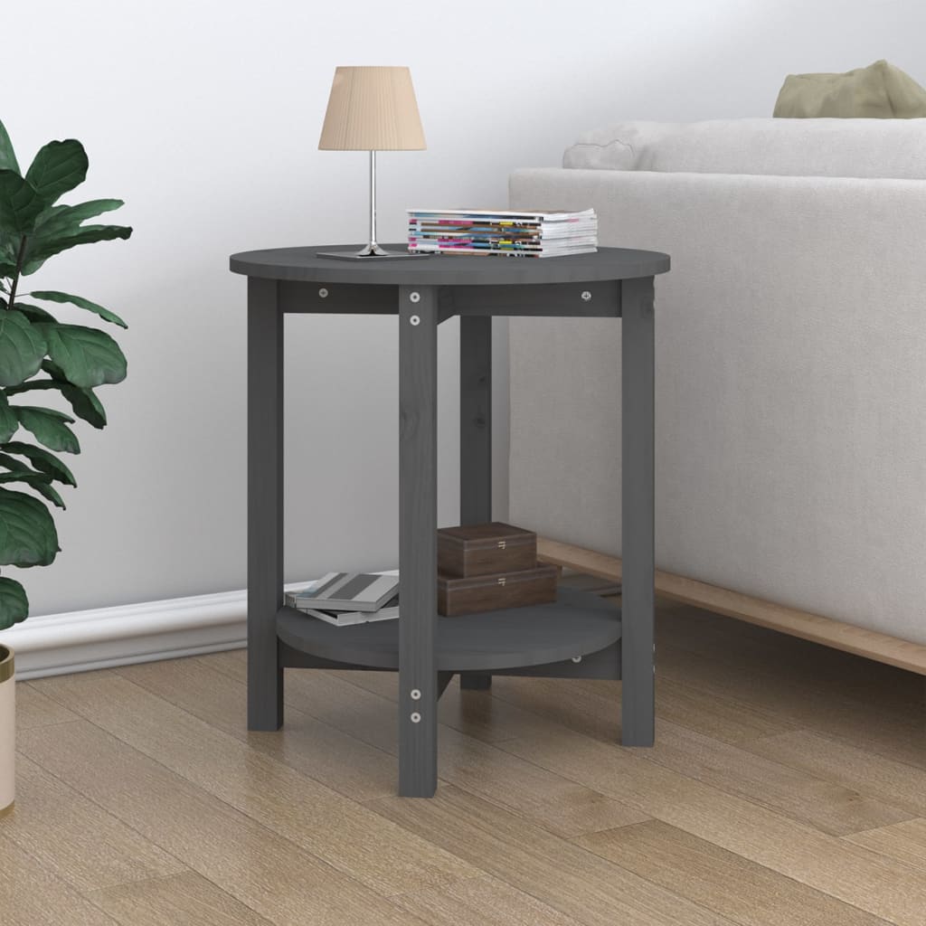 Tavolino da Salotto Grigio Ã˜ 55x60 cm in Legno Massello di Pino
