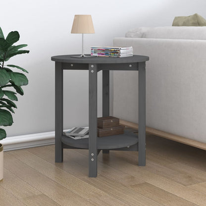 Tavolino da Salotto Grigio Ã˜ 55x60 cm in Legno Massello di Pino