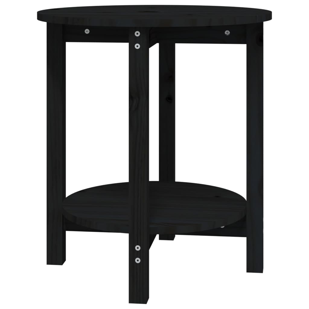 Tavolino da Salotto Nero Ã˜ 55x60 cm in Legno Massello di Pino