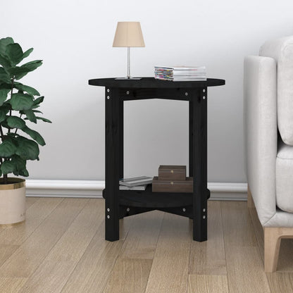 Tavolino da Salotto Nero Ã˜ 55x60 cm in Legno Massello di Pino