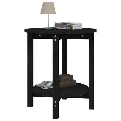 Tavolino da Salotto Nero Ã˜ 55x60 cm in Legno Massello di Pino