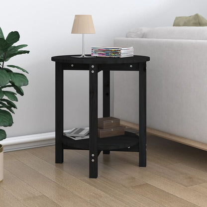Tavolino da Salotto Nero Ã˜ 55x60 cm in Legno Massello di Pino