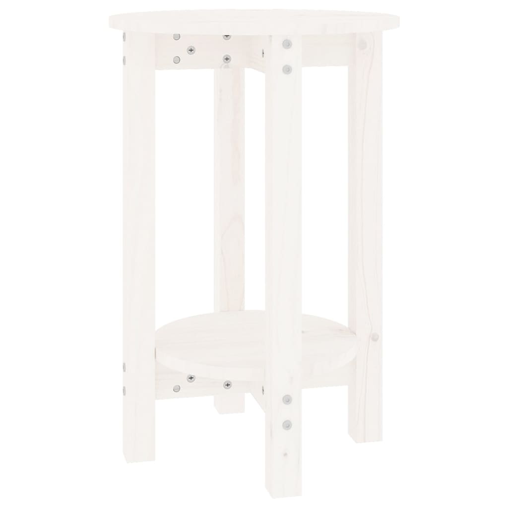 Tavolino da Salotto Bianco Ã˜ 40x60 cm in Legno Massello di Pino