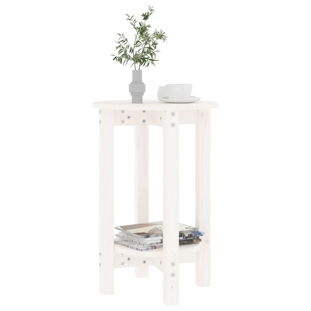 Tavolino da Salotto Bianco Ã˜ 40x60 cm in Legno Massello di Pino