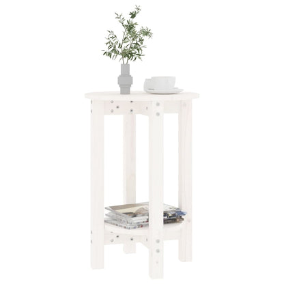 Tavolino da Salotto Bianco Ã˜ 40x60 cm in Legno Massello di Pino