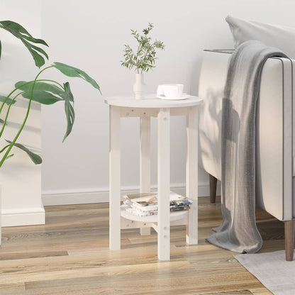 Tavolino da Salotto Bianco Ã˜ 40x60 cm in Legno Massello di Pino