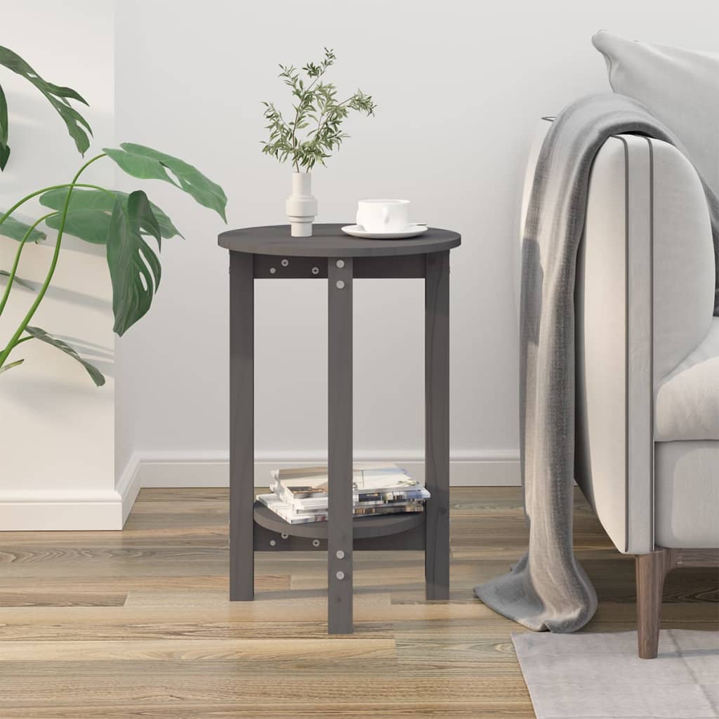 Tavolino da Salotto Grigio Ã˜ 40x60 cm in Legno Massello di Pino