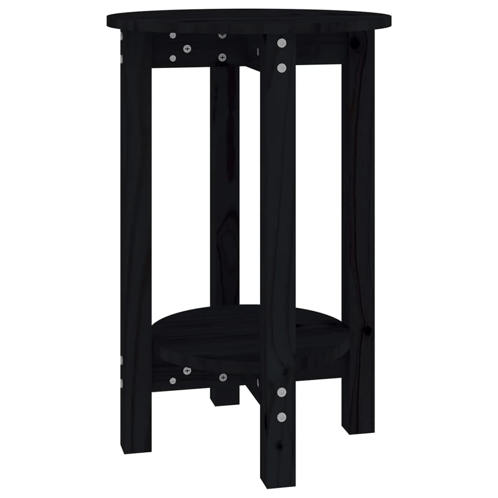 Tavolino da Salotto Nero Ã˜ 40x60 cm in Legno Massello di Pino