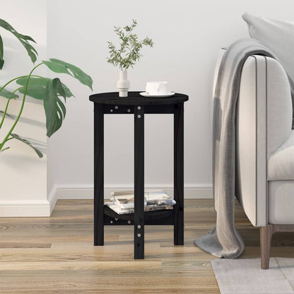 Tavolino da Salotto Nero Ã˜ 40x60 cm in Legno Massello di Pino
