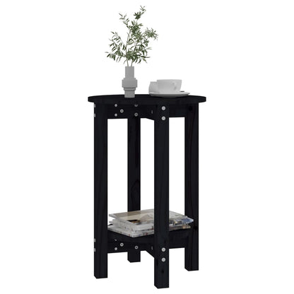 Tavolino da Salotto Nero Ã˜ 40x60 cm in Legno Massello di Pino