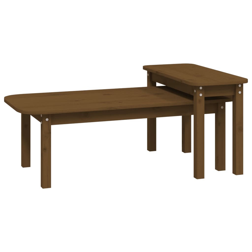 Set Tavolini da Salotto 2 pz Ambra in Legno Massello di Pino