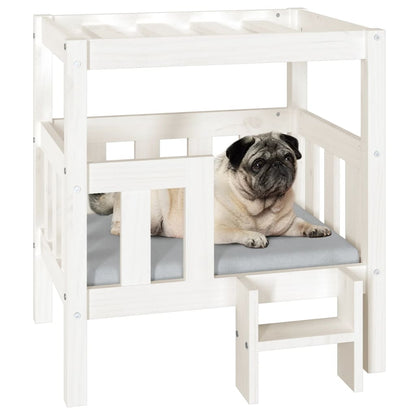 Cuccia per Cani Bianco 65,5x43x70 cm in Legno Massello di Pino