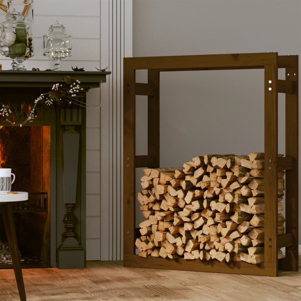 Â Portalegna Marrone Ambra 80x25x100cm in Legno Massello di Pino