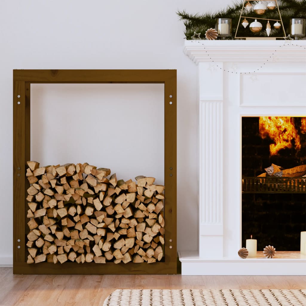 Â Portalegna Marrone Ambra 80x25x100cm in Legno Massello di Pino
