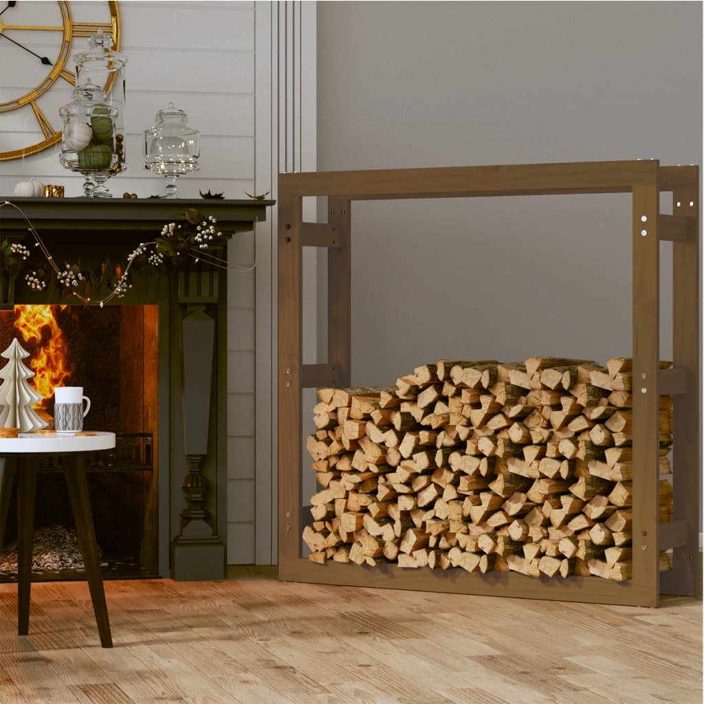 Â Portalegna Marrone Ambra 100x25x100cm Legno Massello di Pino