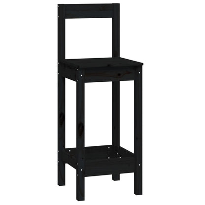 Set da Bar 5 pz Nero in Legno Massello di Pino