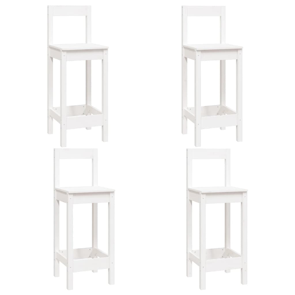 Set da Bar 5 pz Bianco in Legno Massello di Pino