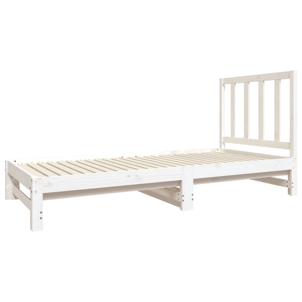 Dormeuse Estraibile Bianca 2x(90x190) cm Legno Massello di Pino