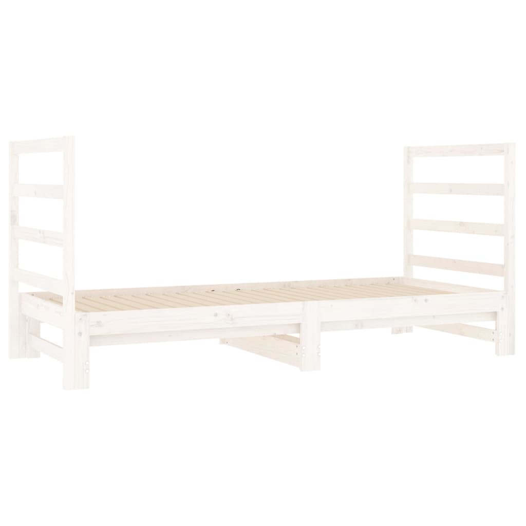 Dormeuse Estraibile Bianca 2x(90x190) cm Legno Massello di Pino