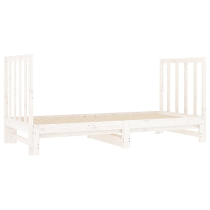 Dormeuse Estraibile Bianca 2x(90x190) cm Legno Massello di Pino