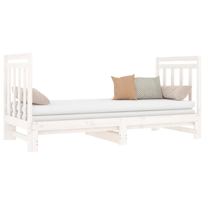 Dormeuse Estraibile Bianca 2x(90x190) cm Legno Massello di Pino