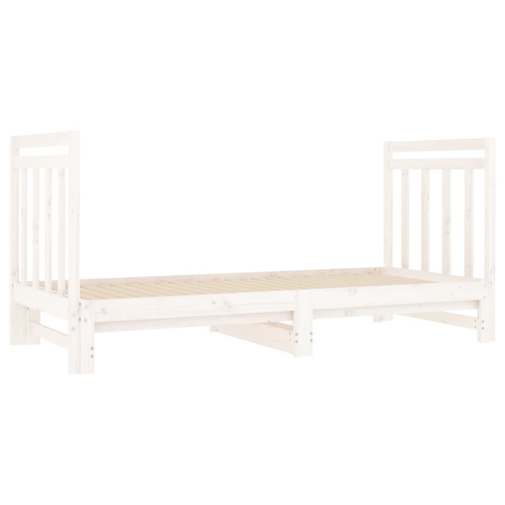 Dormeuse Estraibile Bianca 2x(90x190) cm Legno Massello di Pino