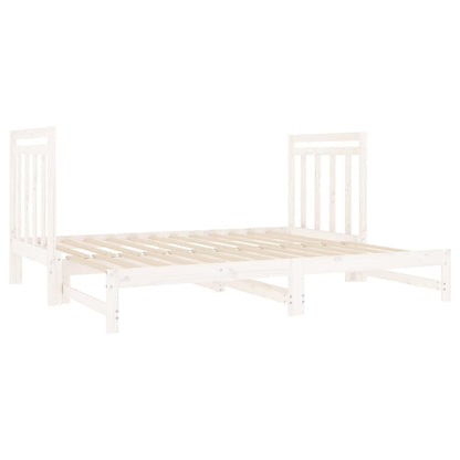 Dormeuse Estraibile Bianca 2x(90x190) cm Legno Massello di Pino
