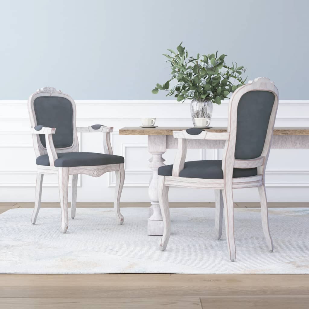 Sedie da Pranzo 2 pz Grigio Scuro 62x59,5x100,5 cm Velluto