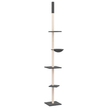 Albero per Gatti Pavimento Soffitto Grigio Scuro 263,5-289,5 cm