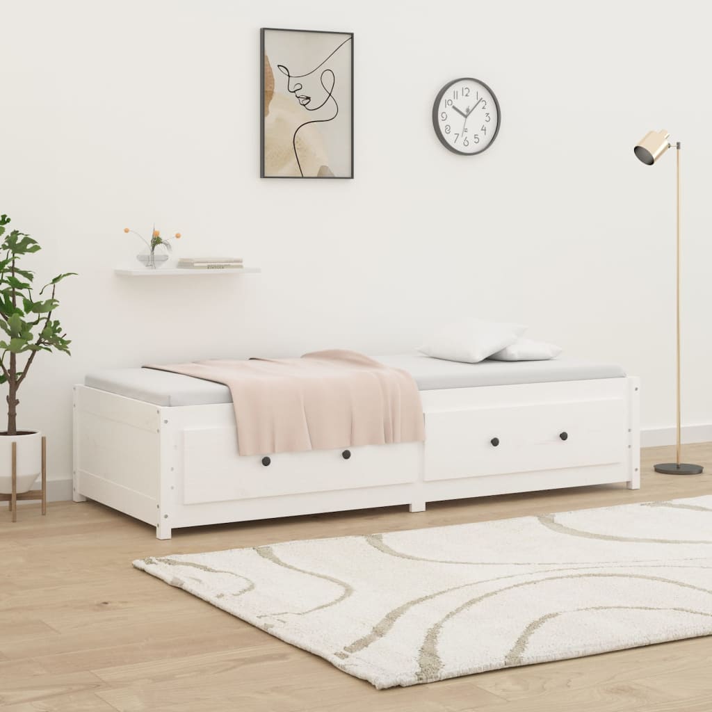 Dormeuse Bianca 90x190 cm Single in Legno Massello di Pino
