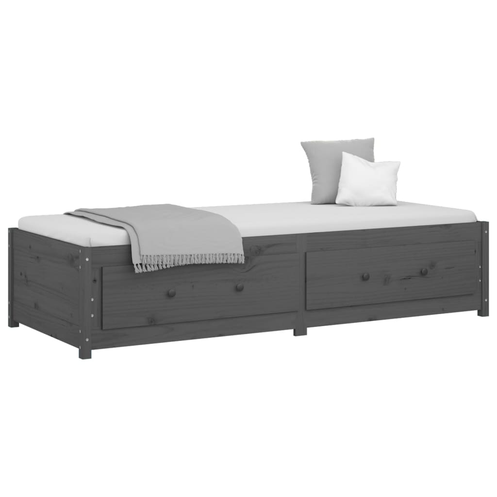 Dormeuse Grigia 90x190 cm Single in Legno Massello di Pino
