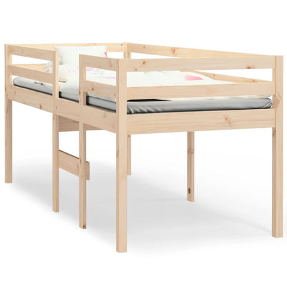 Letto a Soppalco 90x200 cm in Legno Massello di Pino